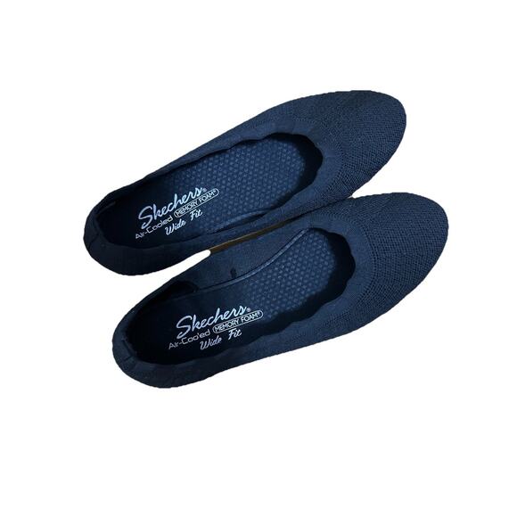 SKECHERS Black Air-Cooled Memory Foam Comfort Breathable Wide Fit Summer Shoe 7 - Picture 1 of 9
